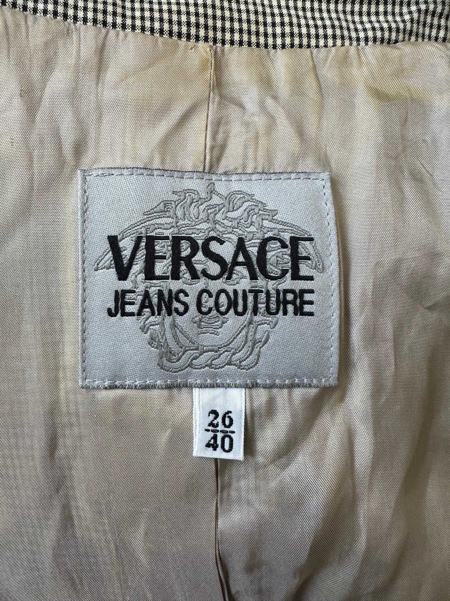 medium black and white versace gingham blazer