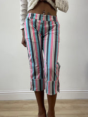 💚vintage edit twenty-six | large blue and pink diesel capri trousers