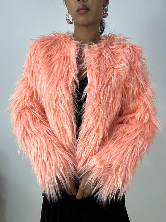 vintage edit: halloween | small peach pink faux fur coat
