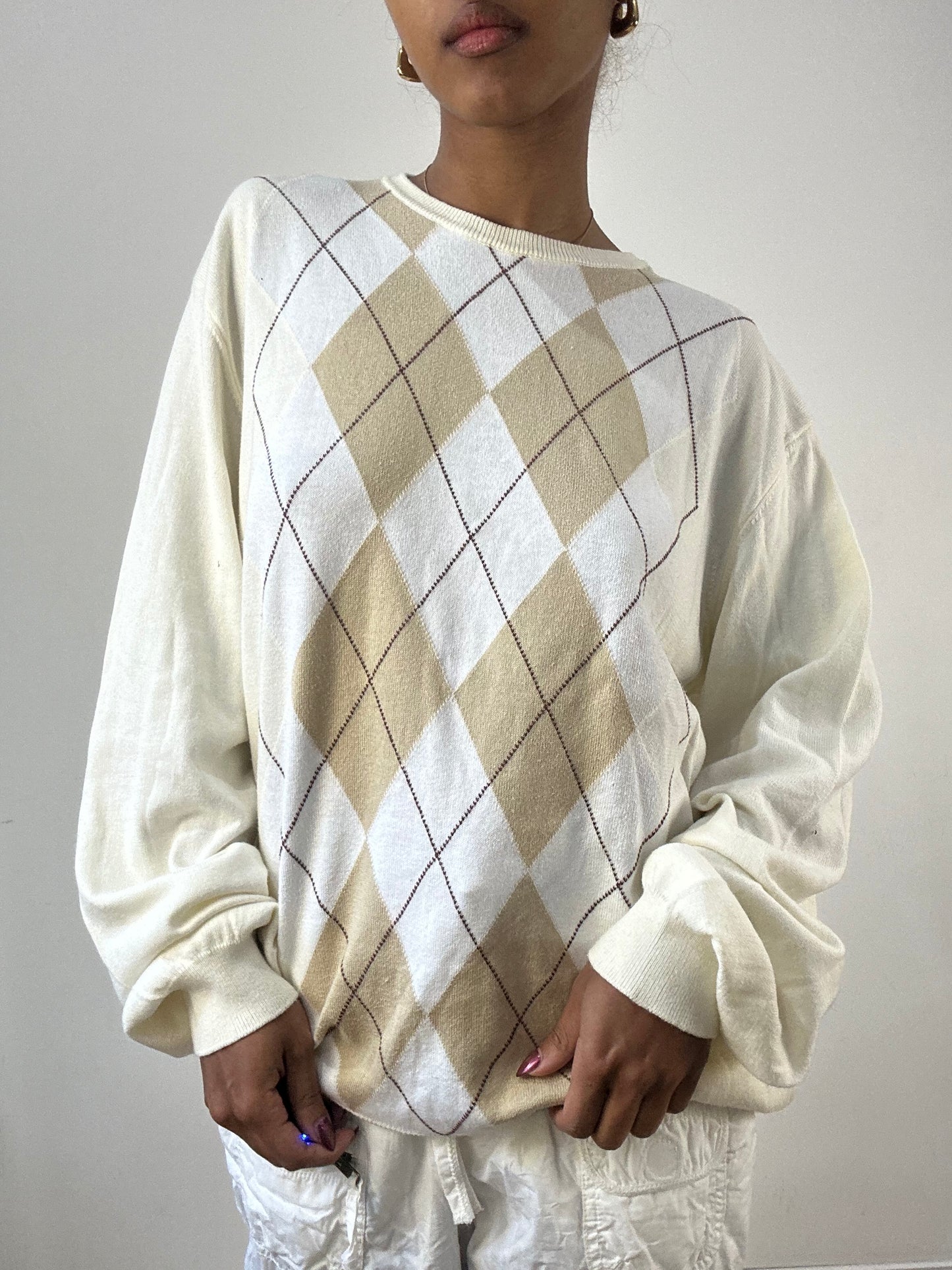 winter edit | large cream classic argyle print jumper