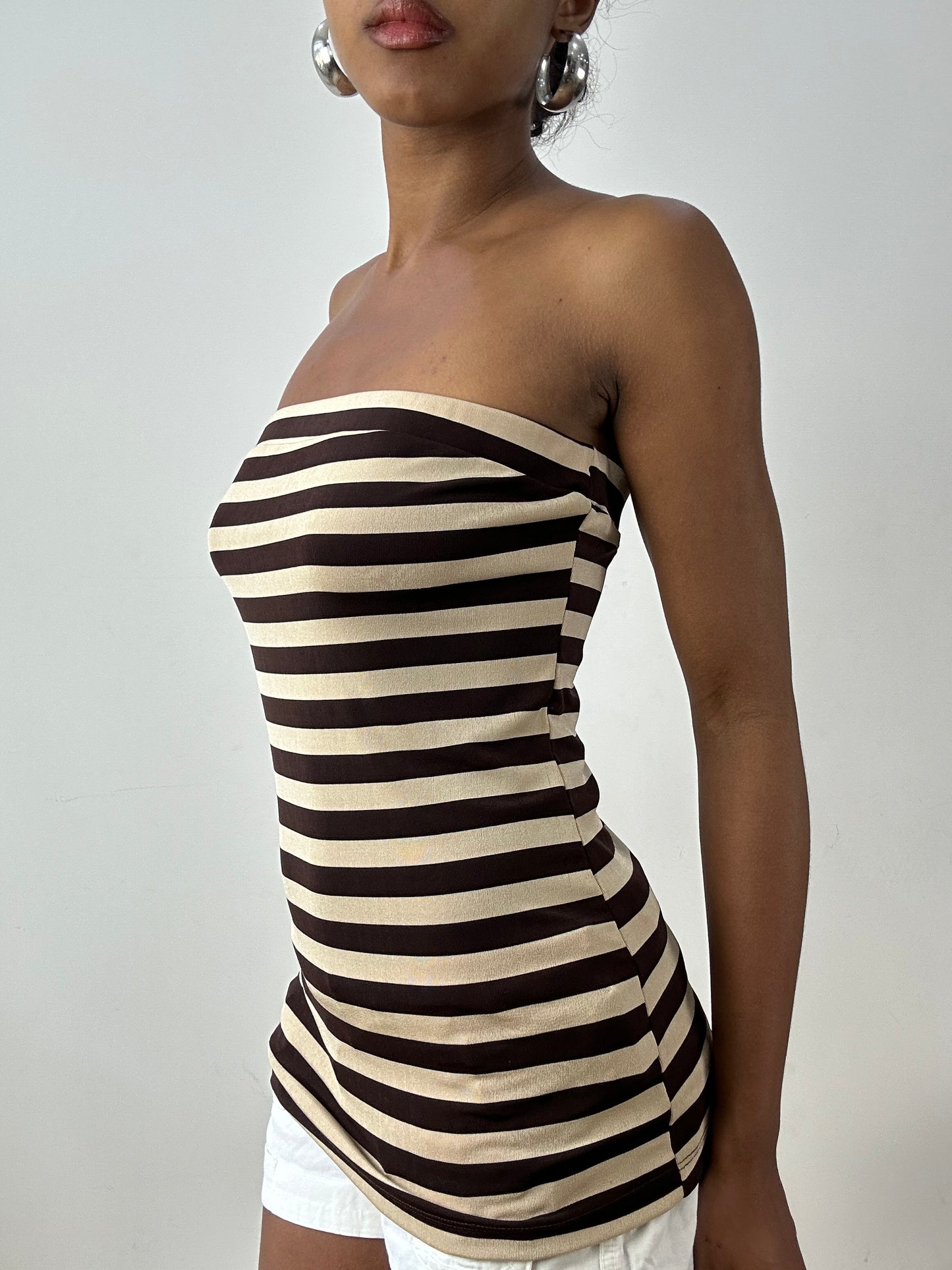 vintage edit twenty-nine | small brown and cream striped bandeau top