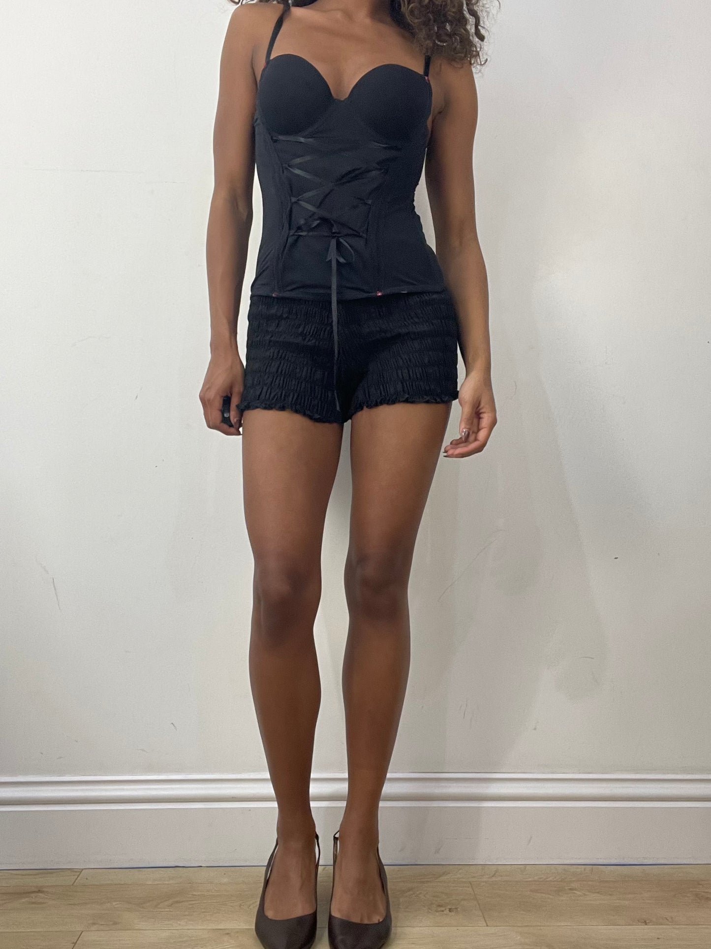 vintage edit: valentine’s day | small black corset top with ribbon detail