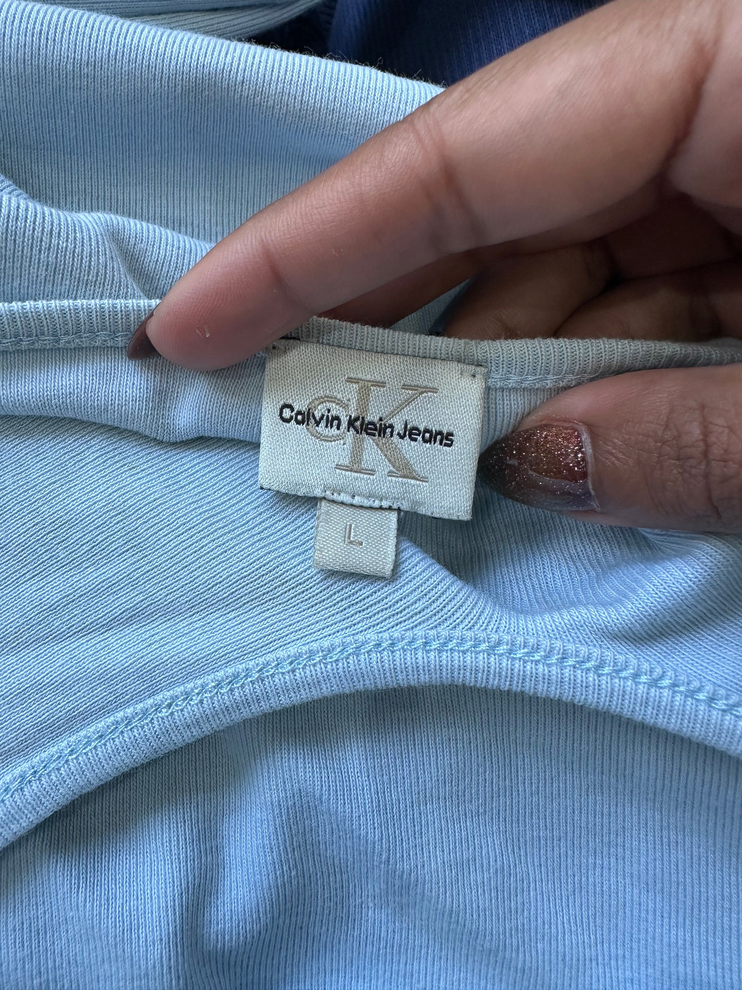 BEST PICKS | small light blue calvin klein long sleeve top