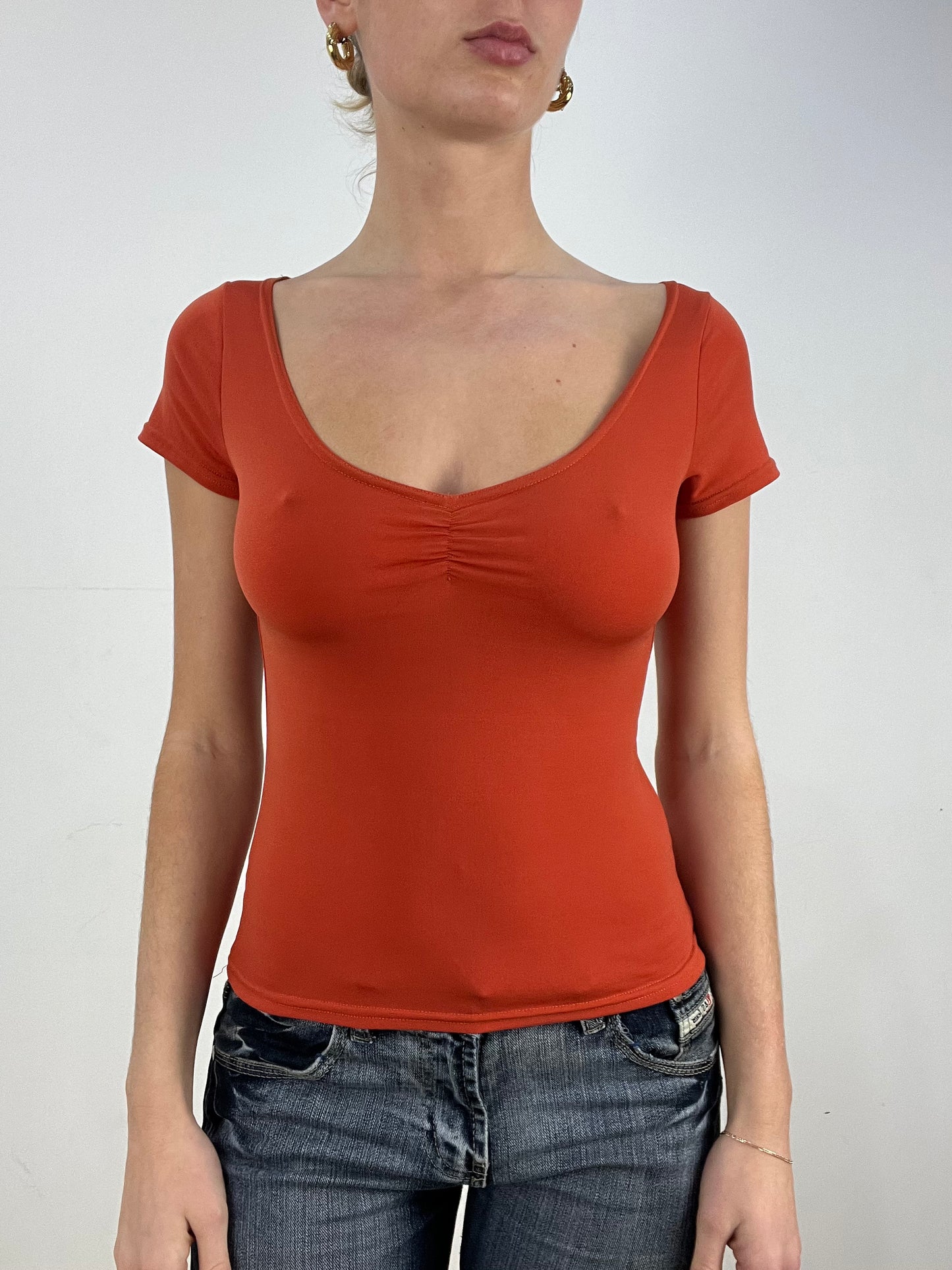 countryside | small orange orsay ruched top