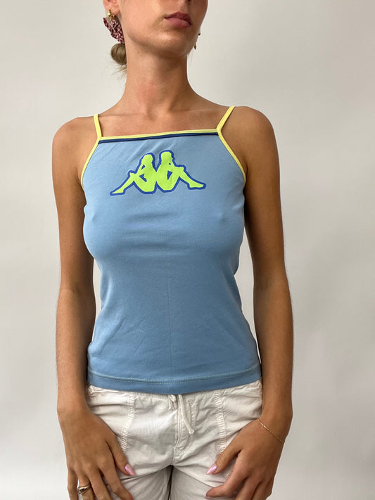 PUB GARDEN DROP | small blue kappa cami with yellow logo
