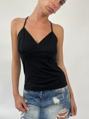 PALM BEACH DROP | small black cami with crochet back detail