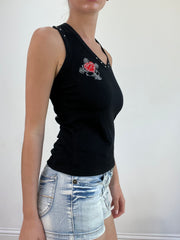 💻💚 miley cyrus edit | small black tank top with red heart graphic