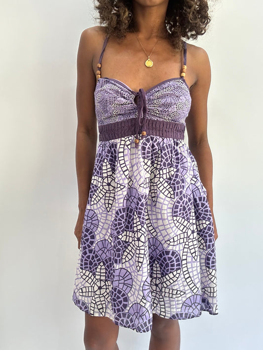 beach drop | small purple only patterned mini dress