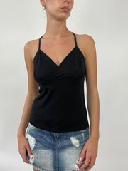 PALM BEACH DROP | small black cami with crochet back detail