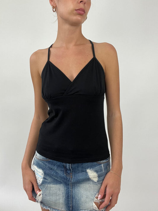 PALM BEACH DROP | small black cami with crochet back detail
