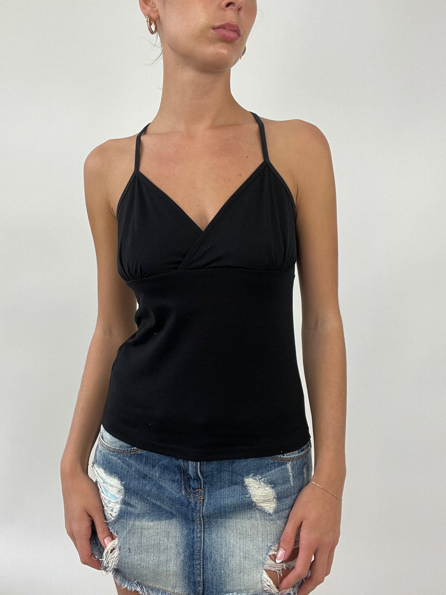 PALM BEACH DROP | small black cami with crochet back detail