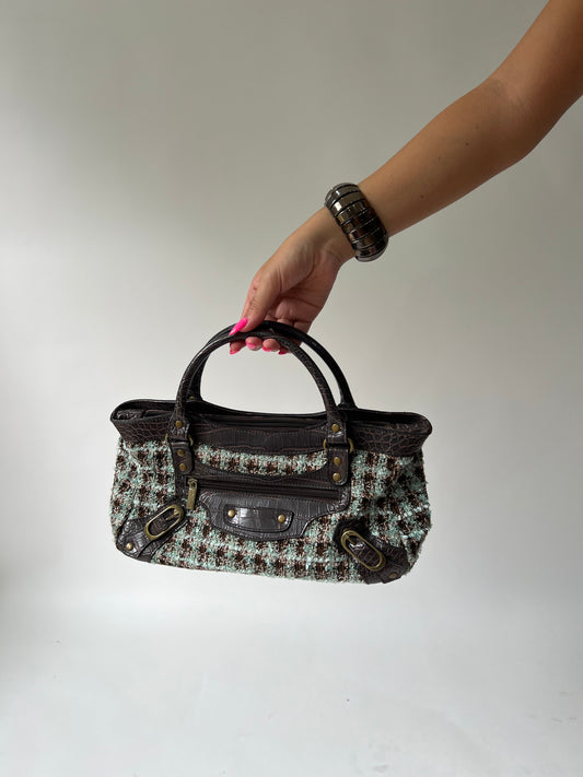 SATC drop | medium brown and turquoise handbag