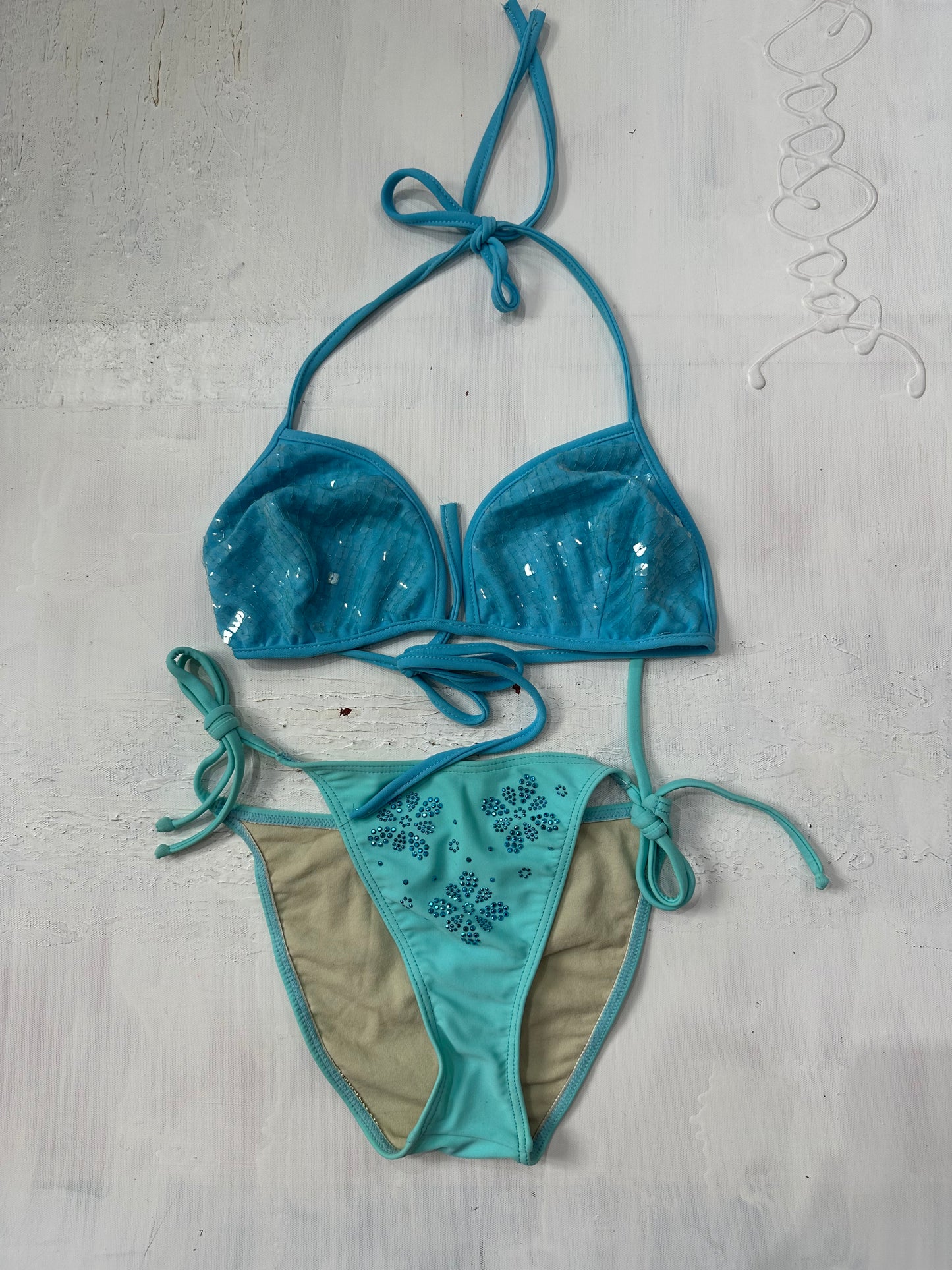 midsummer edit | medium blue sequin diamante bikini set