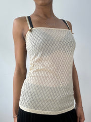vintage edit fifteen | small beige sheer datch cami top with gold ribbons