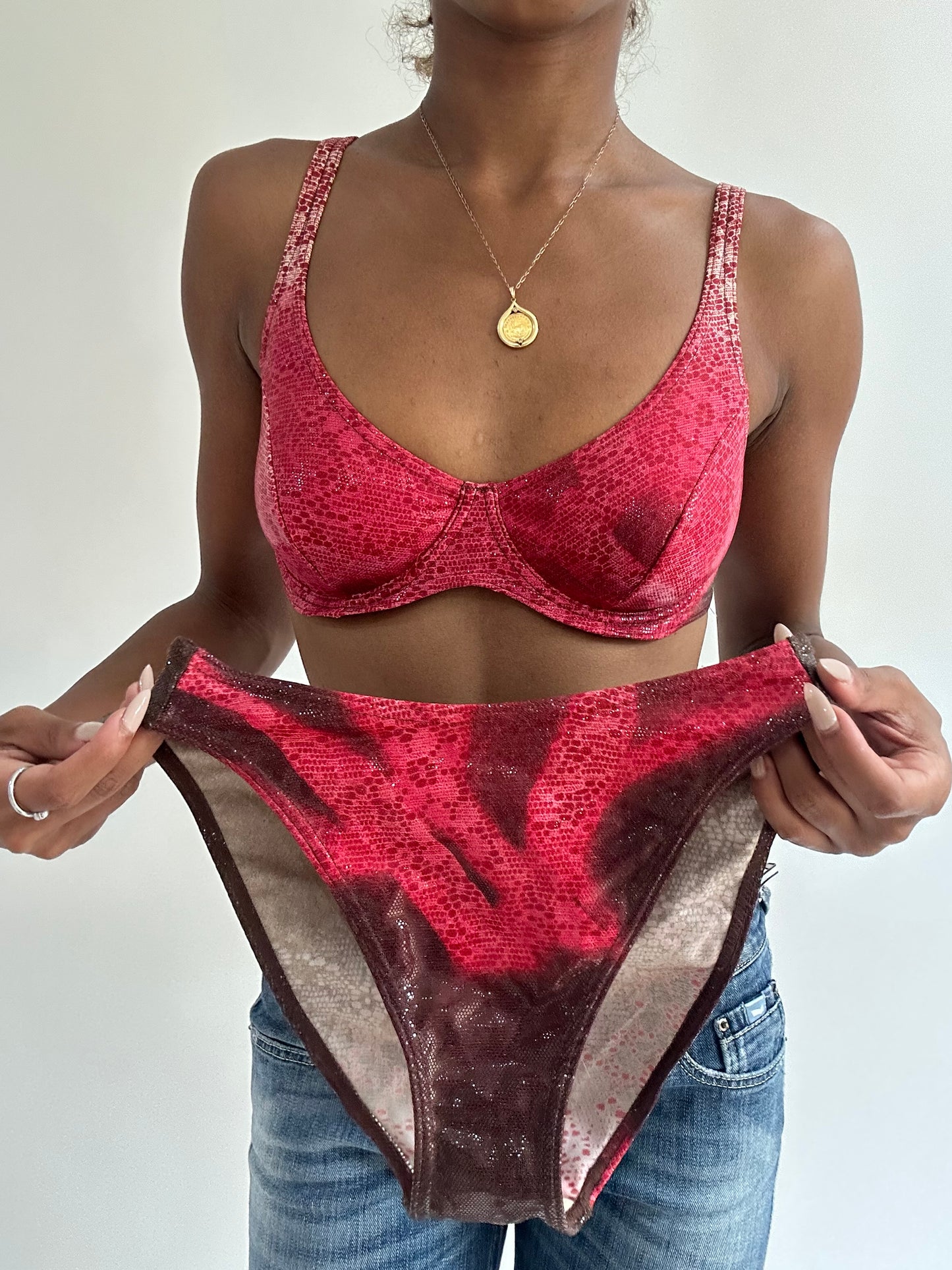 BEST PICKS | small red iridescent print bikini set