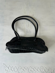 vintage edit twenty-seven | black faux crocodile print shoulder bag