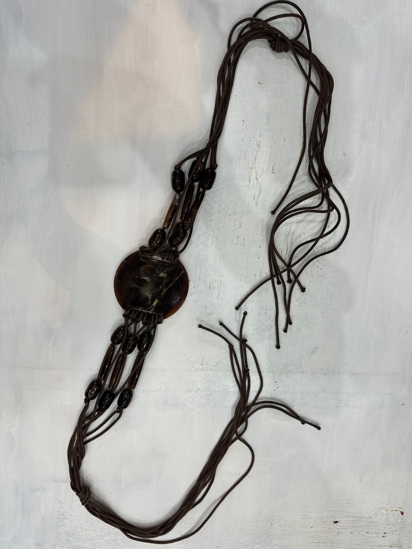 vintage edit thirty-four | brown rope beaded shell belt