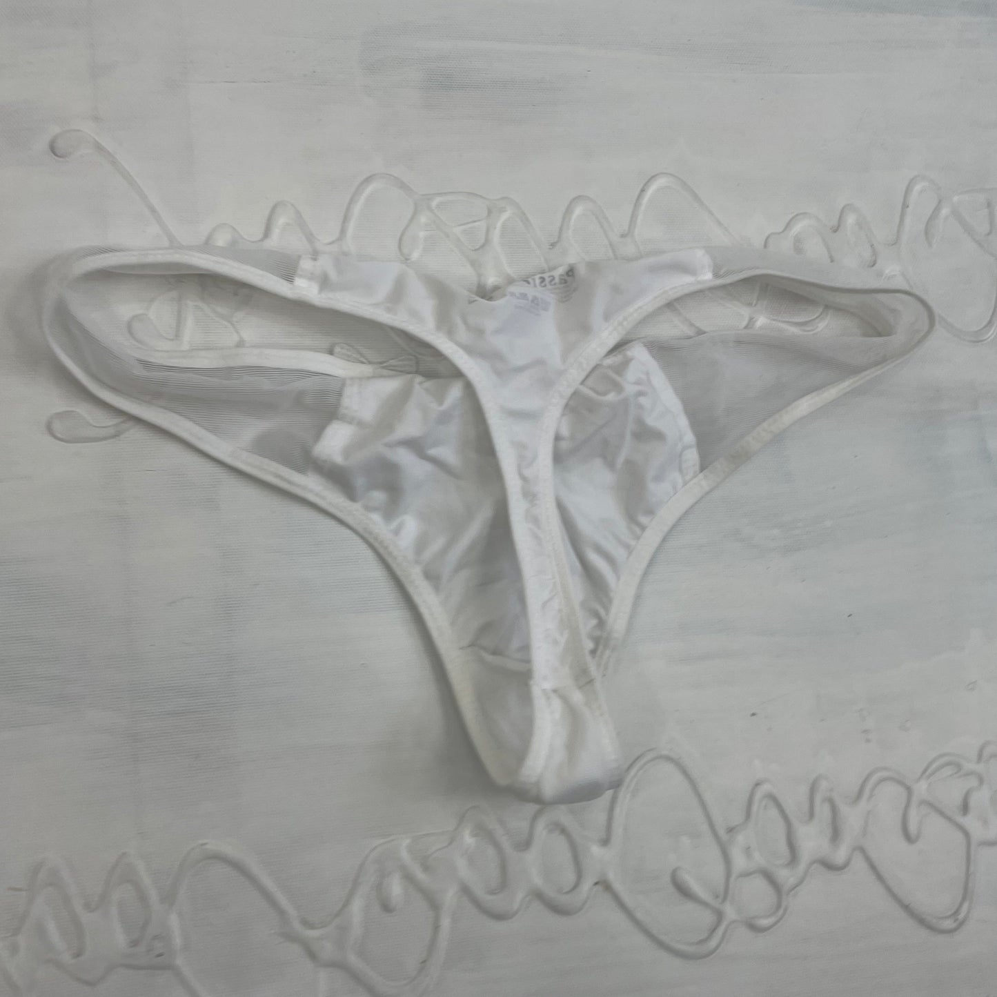 CHALET GIRL DROP | small white thong with butterfly detail