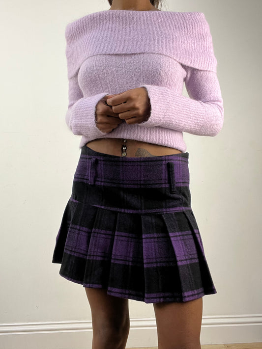 BEST PICKS | small purple pleated mini skirt with tartan print