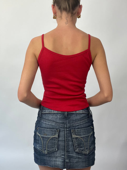 BRAT GIRL SUMMER DROP | small red cami with diamanté detail