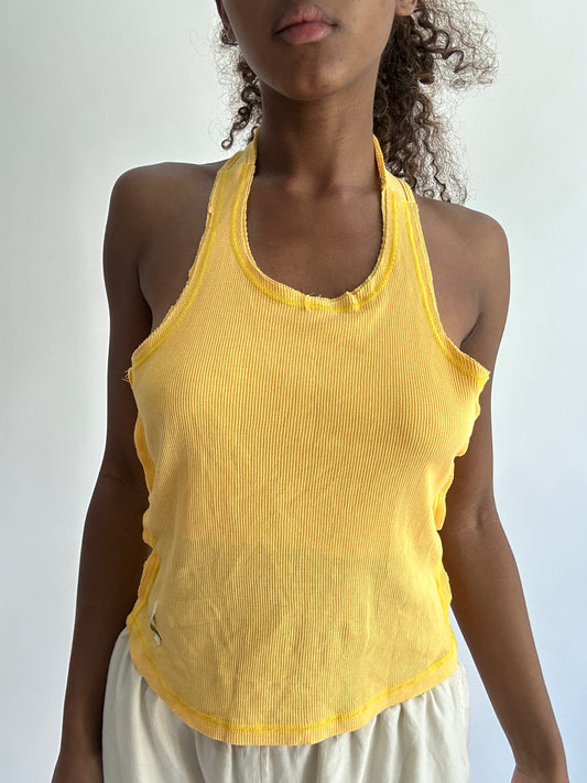 ‼️ | small yellow racer back top with beading details