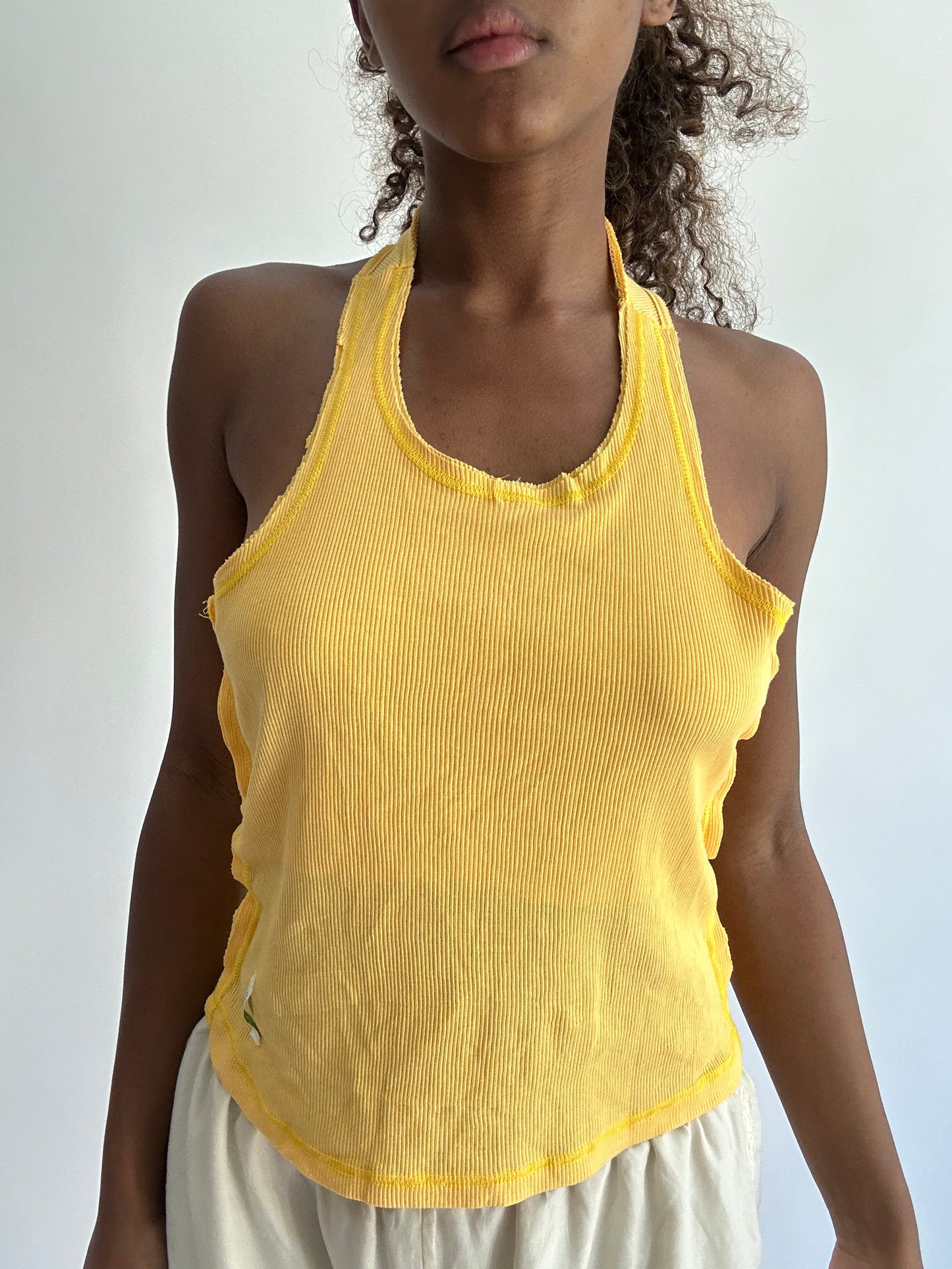 ‼️ | small yellow racer back top with beading details