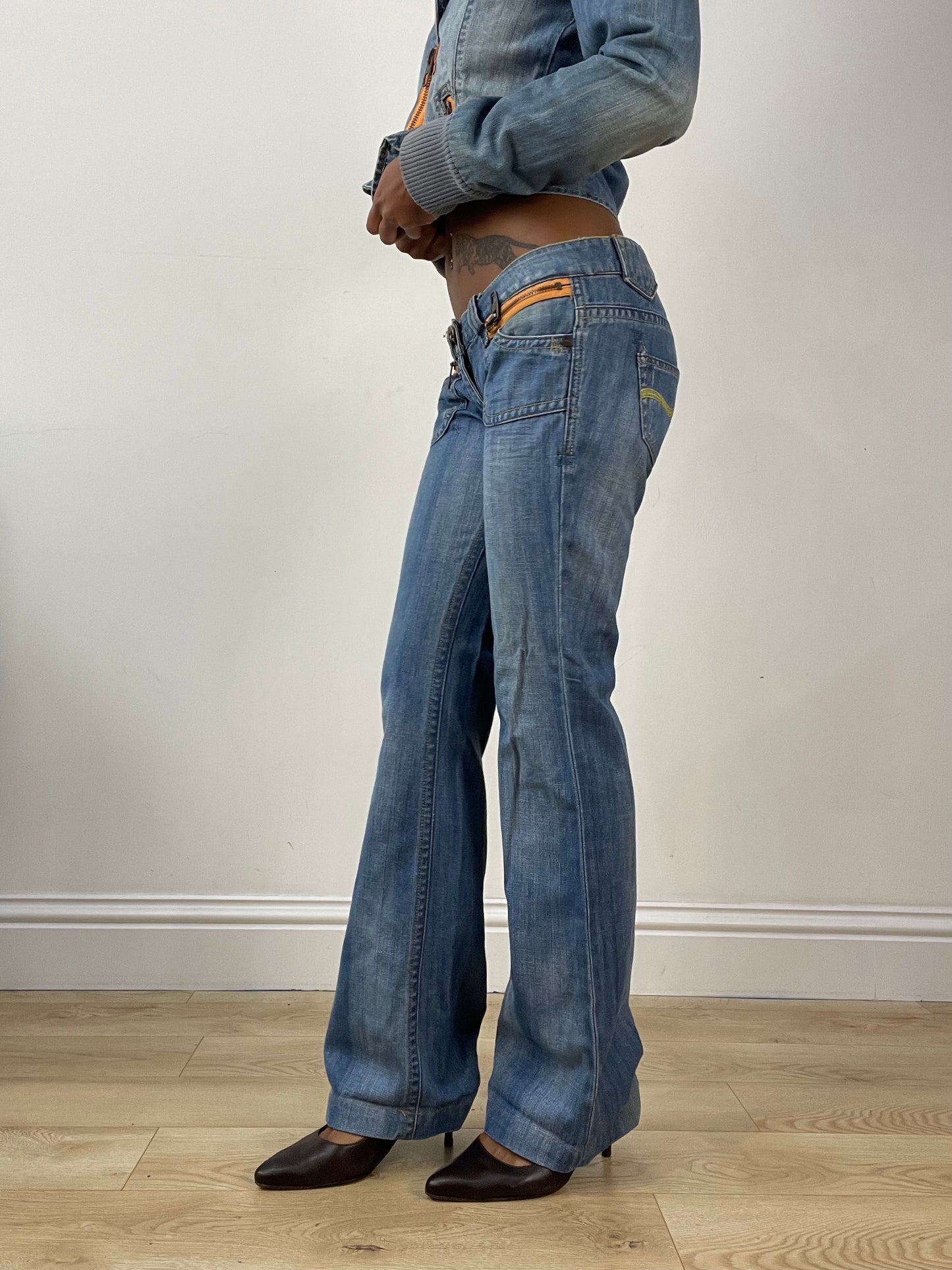 vintage edit: halloween | small blue old label bershka denim jacket and jeans set