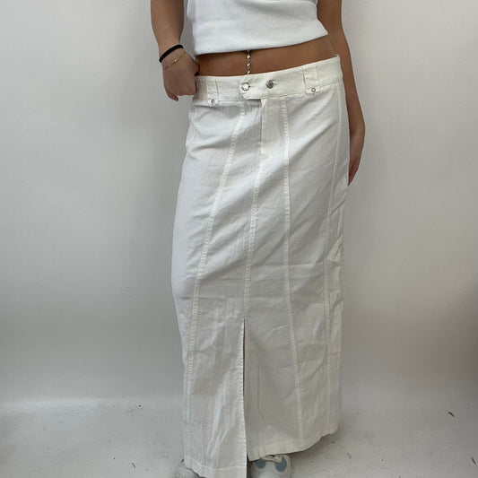 ETHEREAL GIRL DROP | small white denim maxi skirt