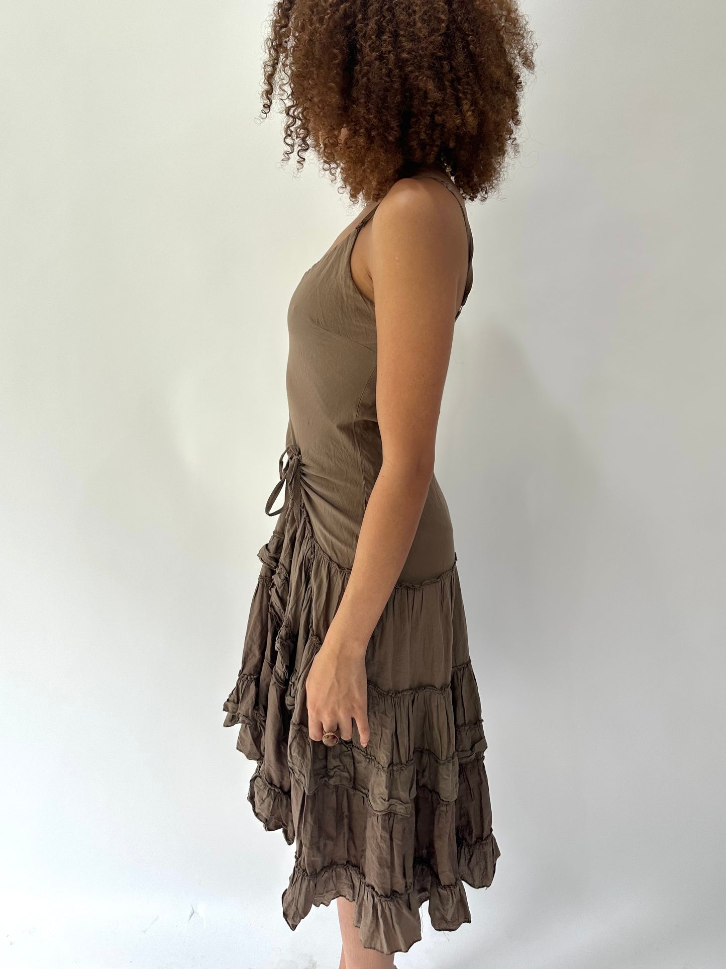 festival drop | small/medium brown asymmetric midi dress