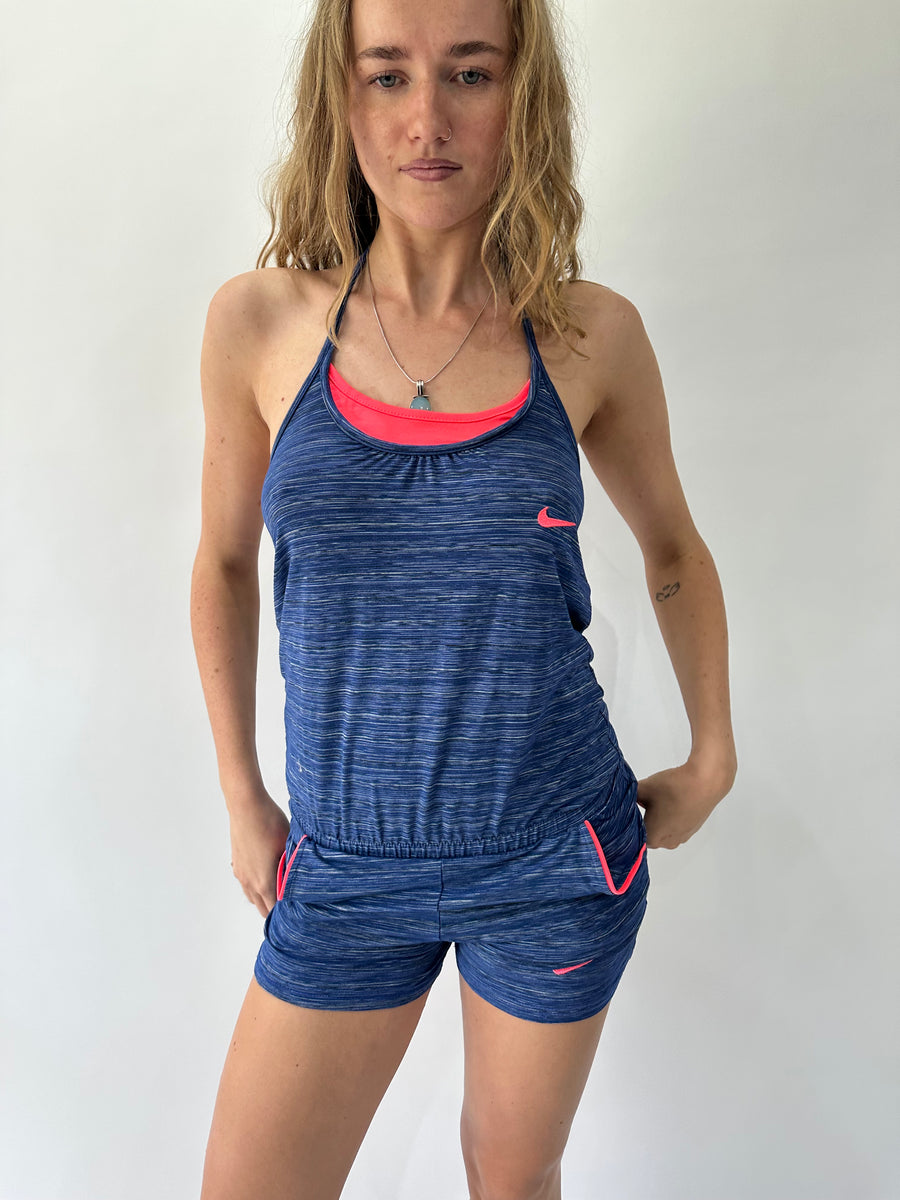athleisure edit | small blue nike halterneck playsuit