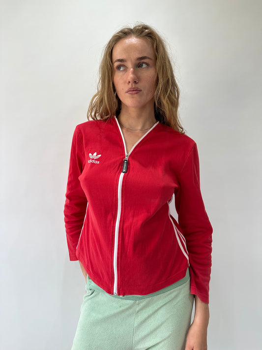 athleisure edit | medium red adidas zip up top