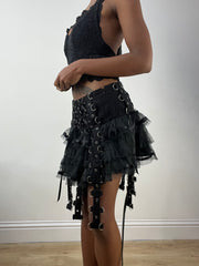 BEST PICKS | small black layered mini skirt with strap details