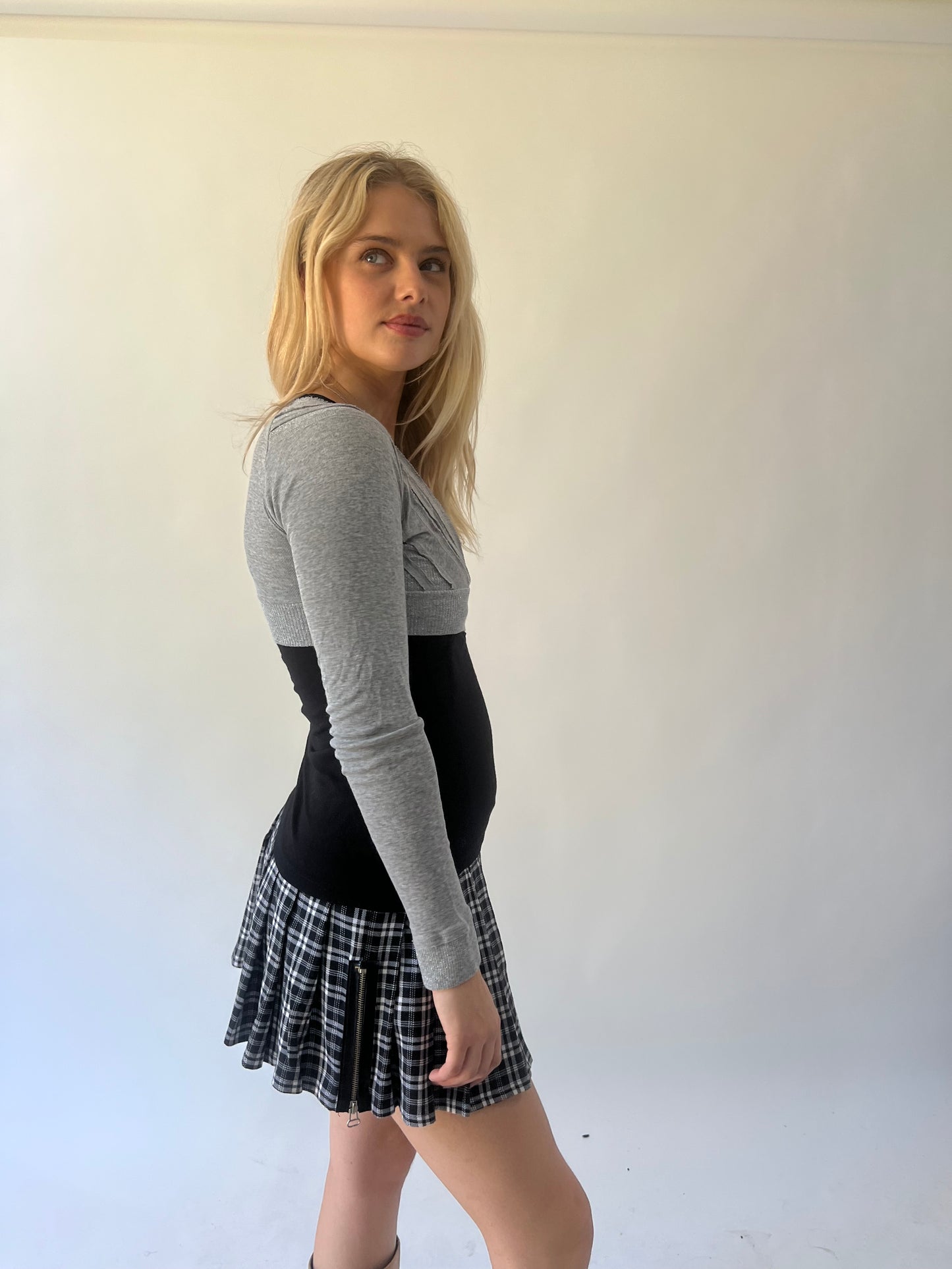 back to school drop | small grey cropped bolero cardigan