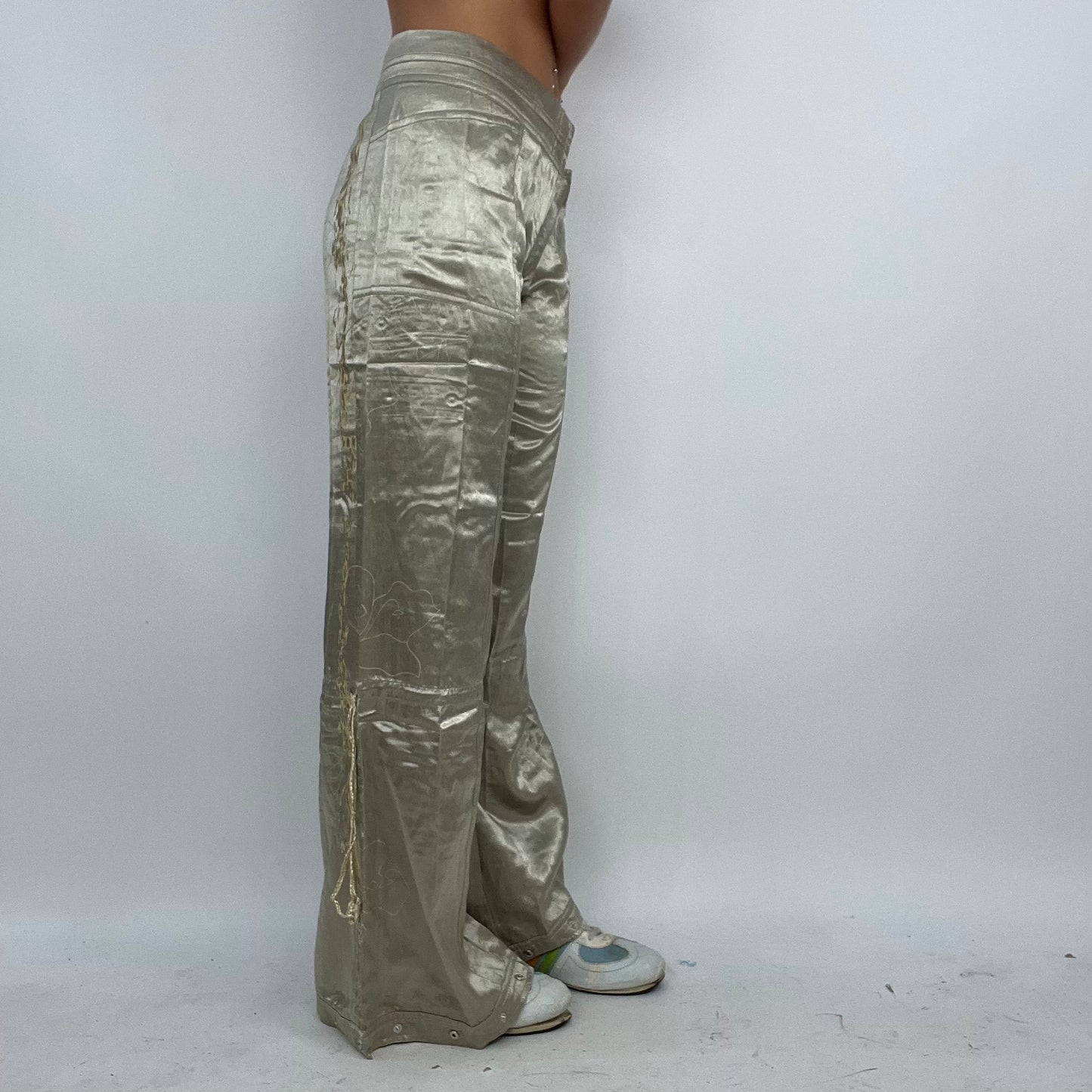 💻‼️ #02 champagne satiny wide leg trousers with drawstring and adjustable legs