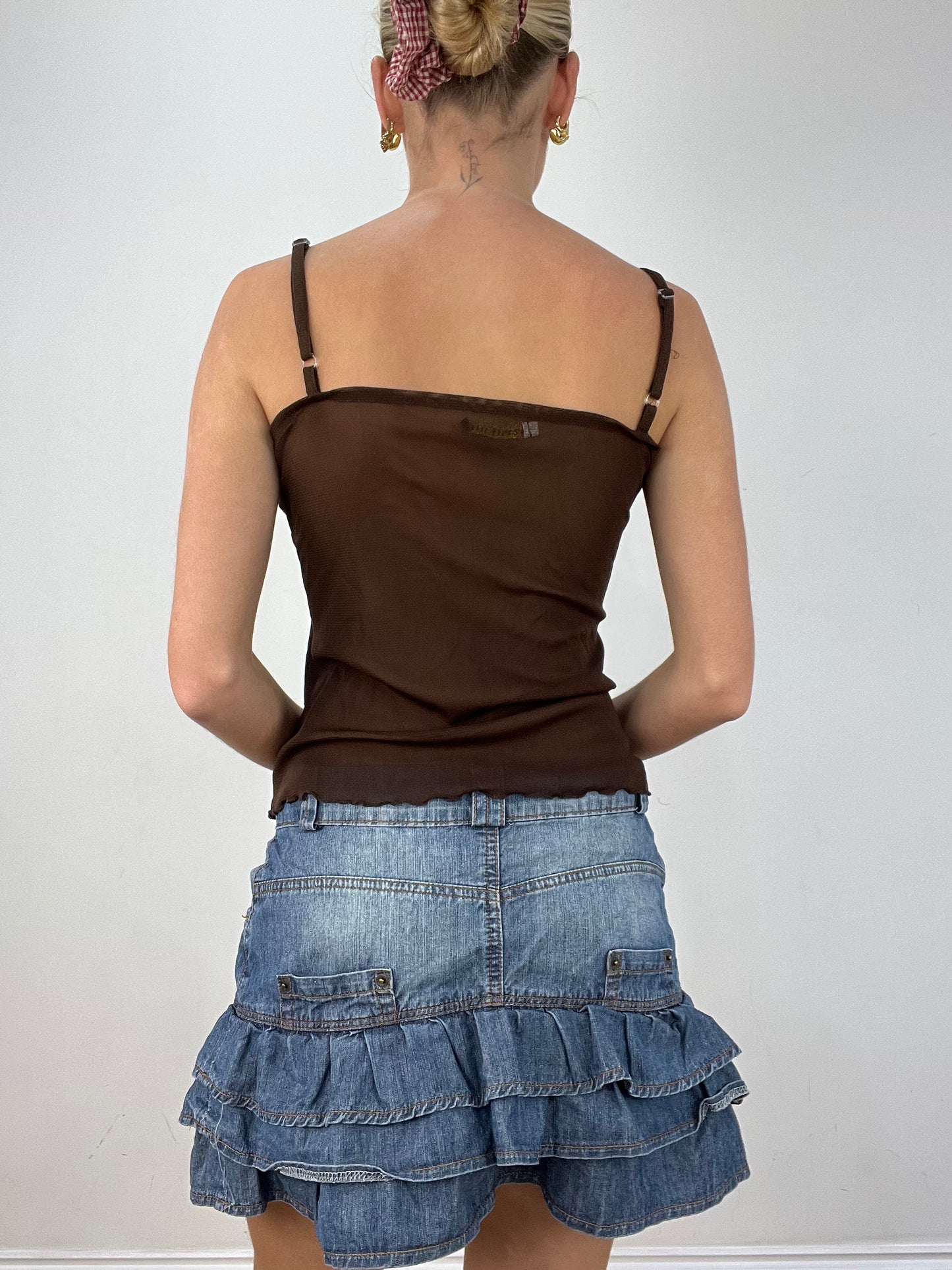 vintage edit twelve | medium brown sequin embellished cami top