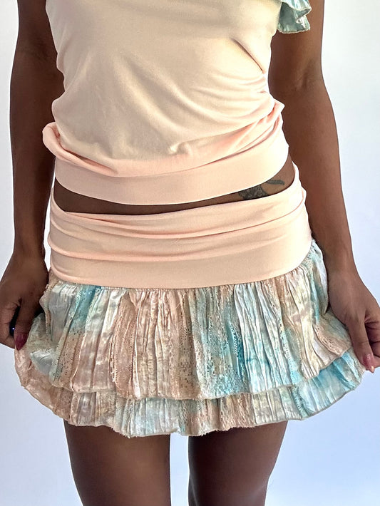 ‼️olivia rodrigo drop | extra small/small pink ruffle drop waist mini skirt