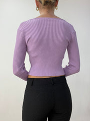💻BEST PICKS | small purple ribbed front tie cardigan