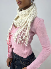 BEST PICKS | extra long white knit scarf with tassels