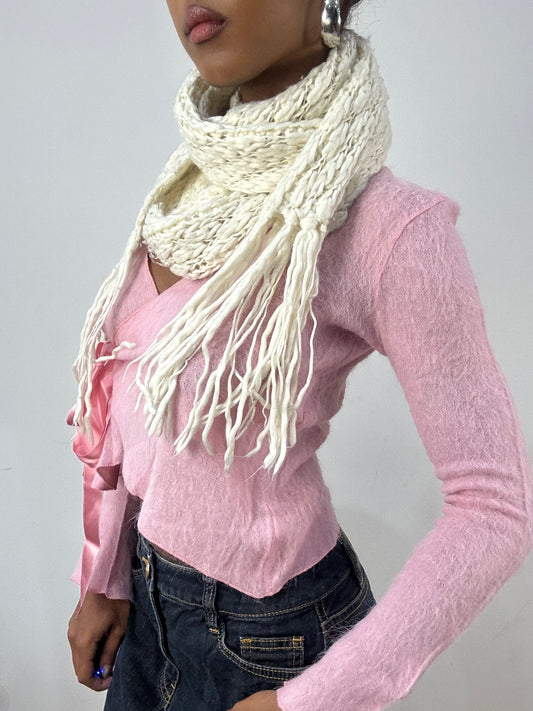 BEST PICKS | extra long white knit scarf with tassels