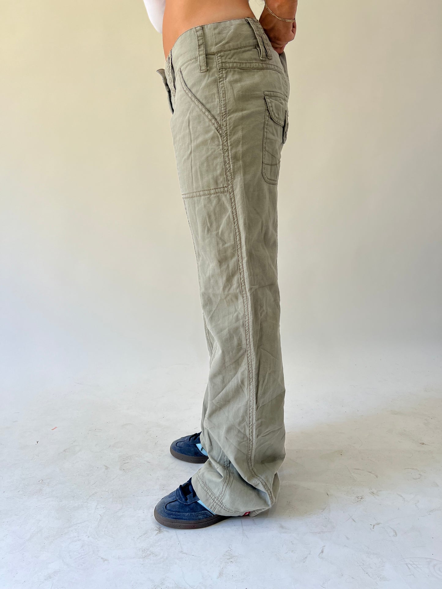 back to school drop | small green cargo trousers