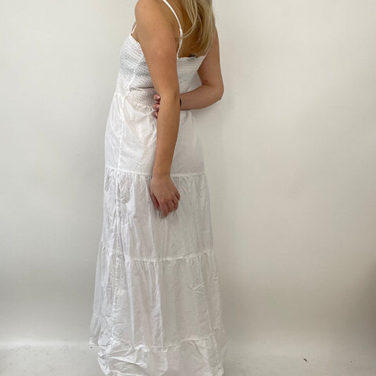 ETHEREAL GIRL DROP | small white tiered maxi dress
