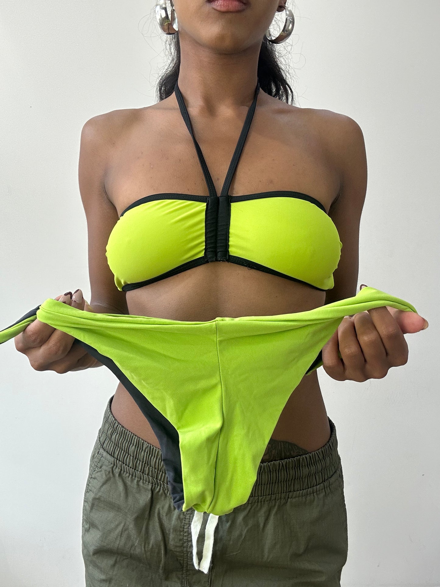 BEST PICKS | small black and green bandeau bikini set