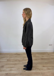 medium black distressed jacket