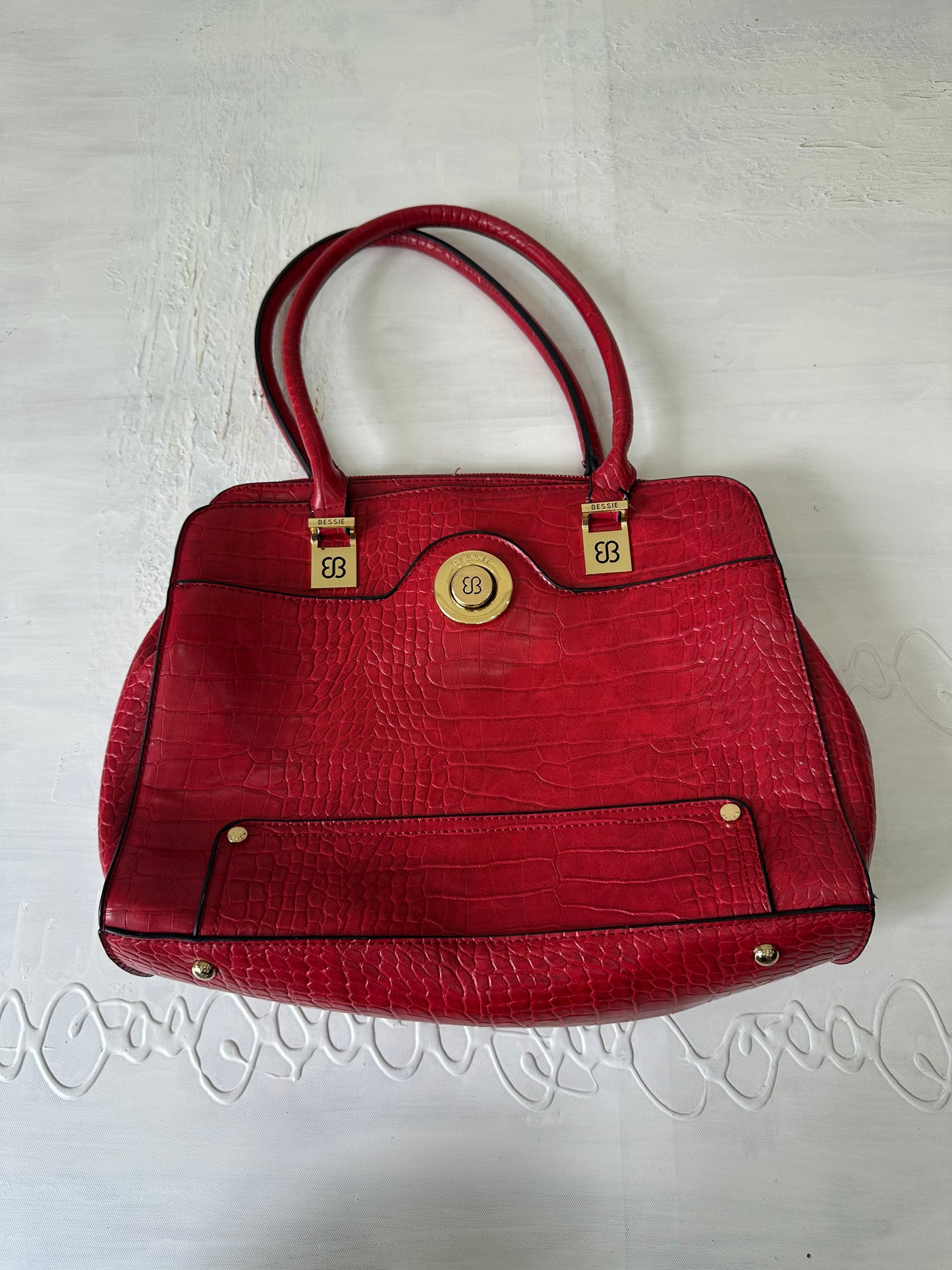 vintage edit twenty-seven | red faux crocodile print shoulder bag