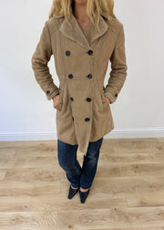 small beige suede pea coat