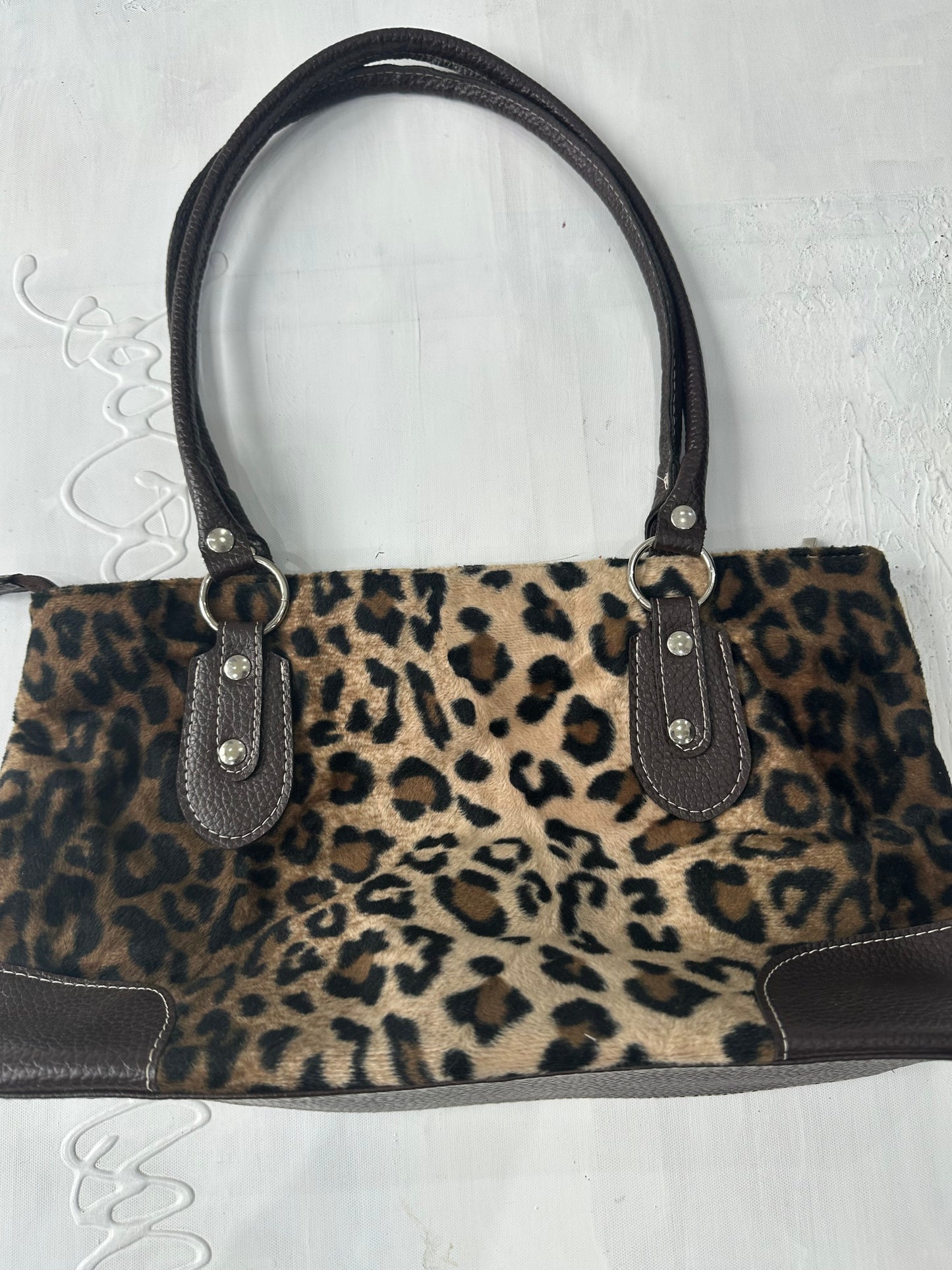 BEST PICKS | brown faux fur shoulder bag in leopard print