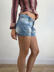 summer edit | Größe: S · Farbe: Blau · Material: Denim · Artikel: Shorts · Details: helle Waschung