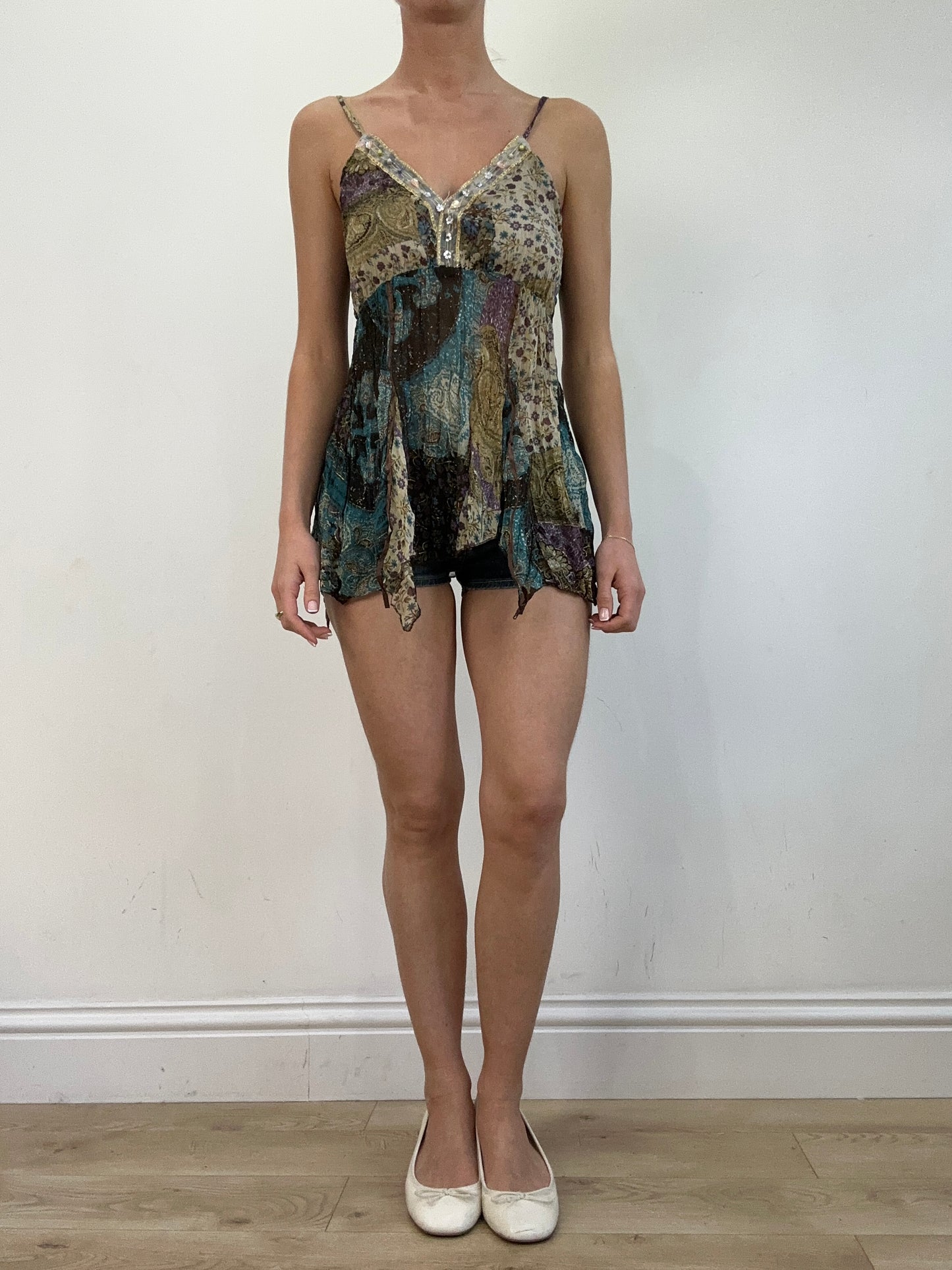 vintage edit twenty | medium green and purple abstract print cami
