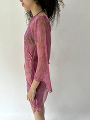 festival drop | Pequeno roxo melo sobrelay sequin vestido/dressa feminina