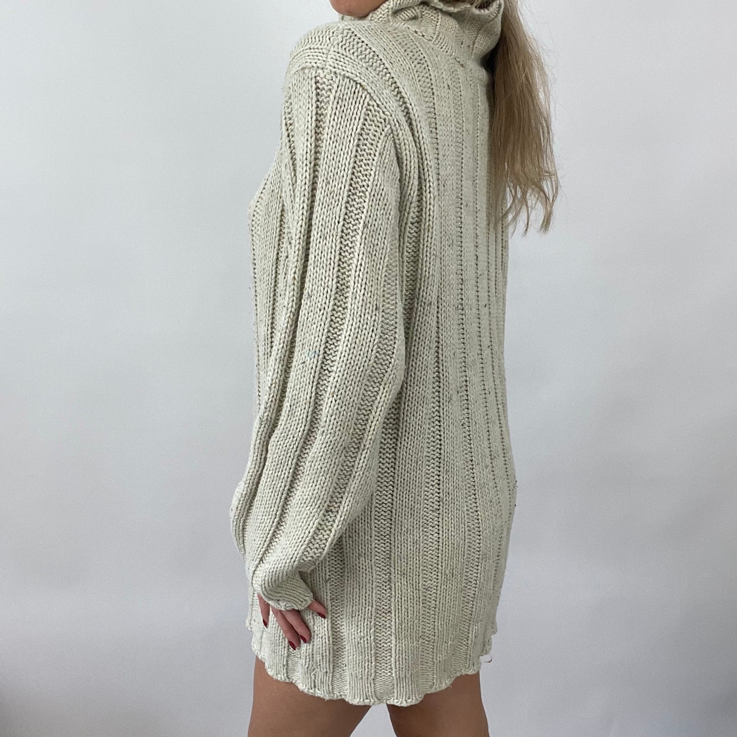 90s MINIMALISM DROP | large cream turtleneck jumper dress